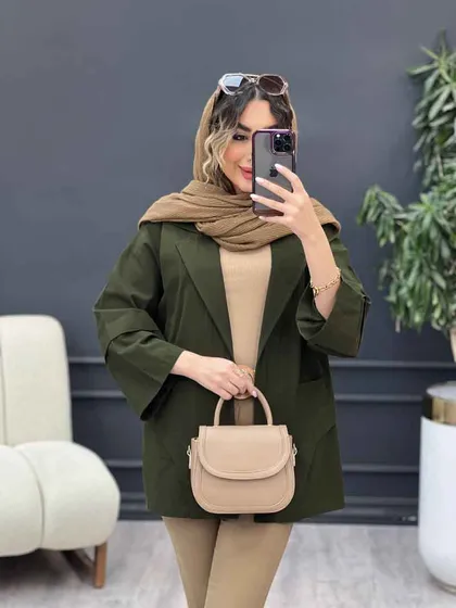 مانتو برش هلالی دو جیب نما