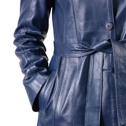 کت چرم زنانه سورمه ای