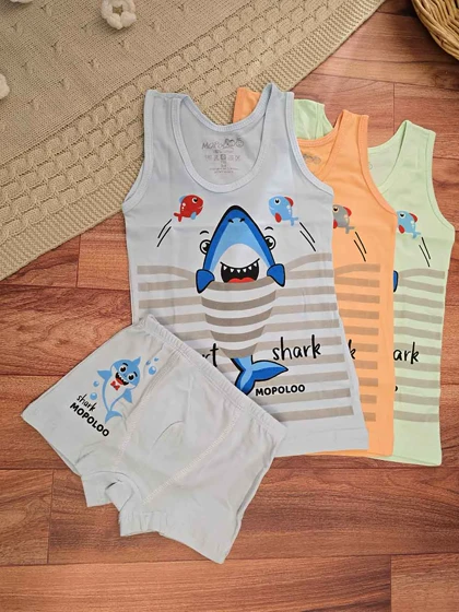 ست شورت زیرپوش پسرانه طرح کوسه