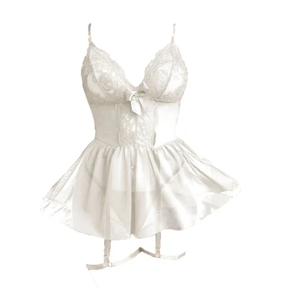 لباس خواب دامن دار زنجیری سفید برند هارنی کد 9032