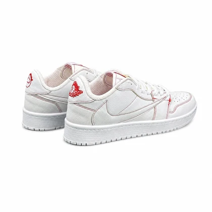 کفش کتانی مردانه مدل نایکی ترویس سفید دوخت قرمز Nike travis