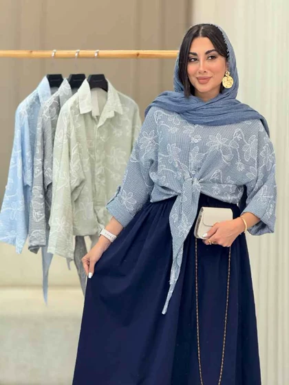 شومیز طرح دار گره‌ای