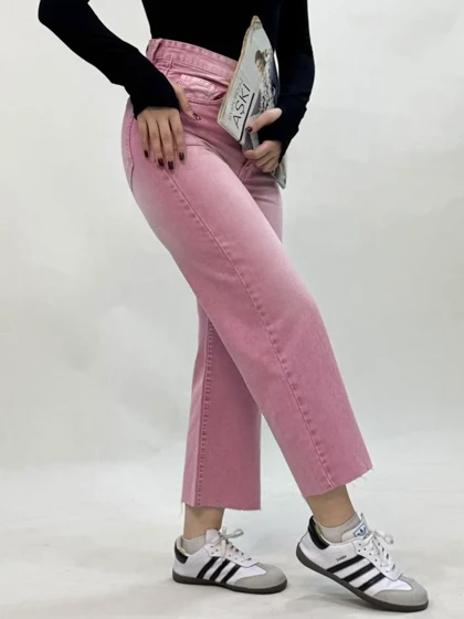 شلوار جین واید کات صورتی 4084 امسو