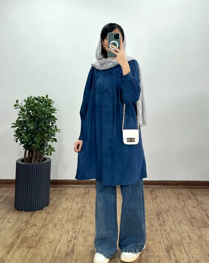 مانتو بلند دکمه دار پروانه 1