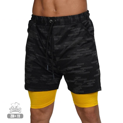 شلوارک کشاله دار چریکی بوفالو تنفسی بدنسازی زرد