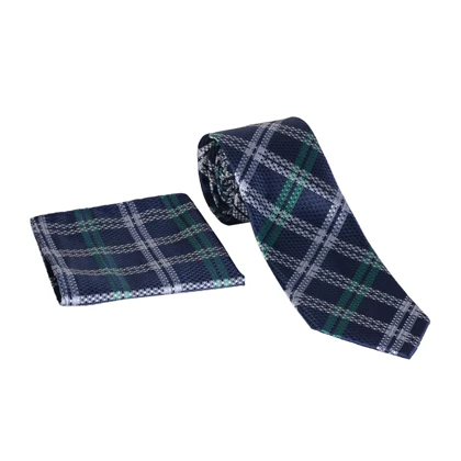 ست کراوات و دستمال جیب سورمه‌ای 98126