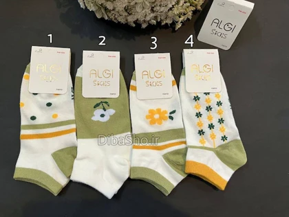 جوراب مچی زنانه تم سبز گل