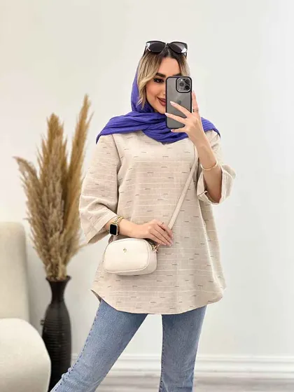 مانتو لینن نچرال یقه دار
