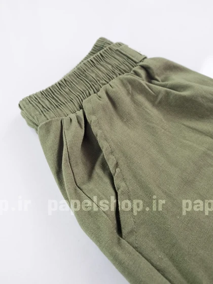 شلوار کتان مام استایل کمرکش