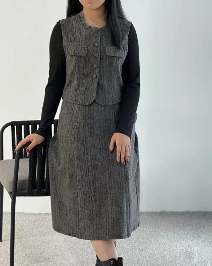 ست سارافن و جلیقه فول نگین کد 5469