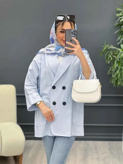 مانتو لینن چهار دکمه آستین پاکتی