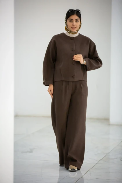 کت کراپ دخترانه مچ دکمه دار