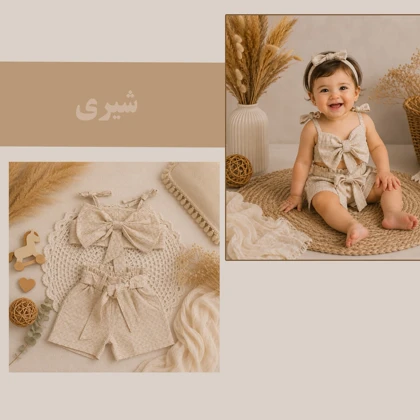 ست نیم‌تنه و شلوارک پاپیون نوئل