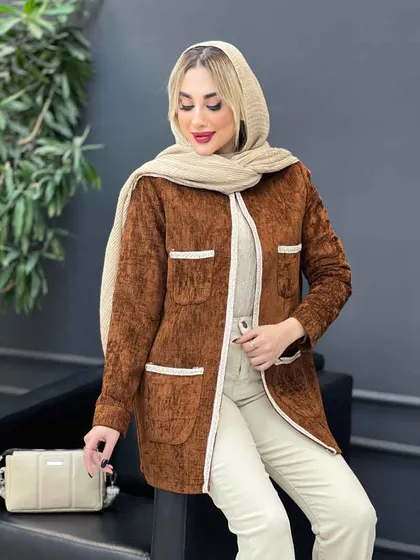 مانتو مخمل نوار دوزی