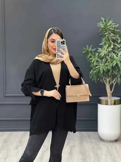 مانتو لینن سر آستین چاک دو جیب