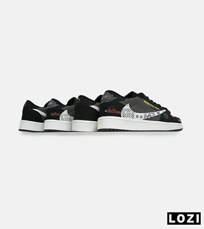 کفش کتانی مردانه و زنانه مشکی طوسی سفید NIKE travis scott مدل 6635