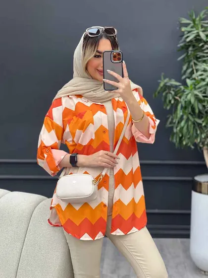 شومیز دو جیب طرح دار