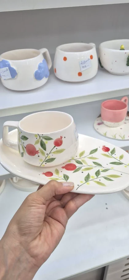 ست چای خوری بیسکوییت خوری سرامیک طرح انار