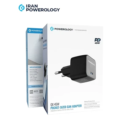 شارژر دیواری 45 وات پاورولوژی Powerology مدل QX تایپ سی