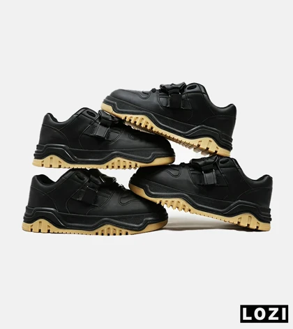 کفش کتانی بگ دار مردانه و زنانه مشکی کرم BERSHKA مدل 4846