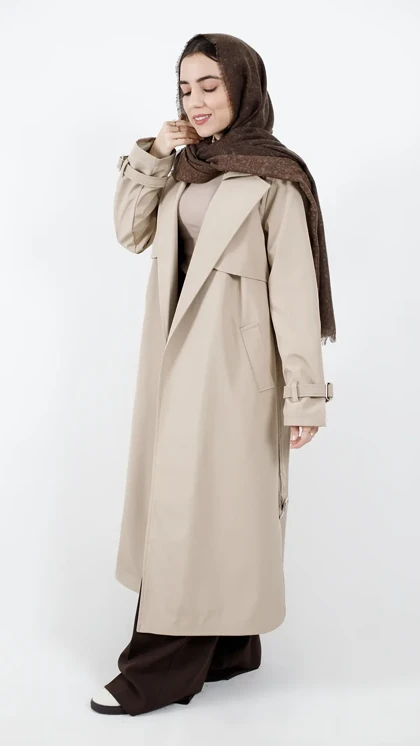 بارانی بلند آستر دار سانتانا مدل بیسیک