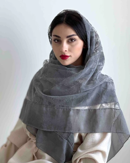 روسری پیچک رنگ طوسی