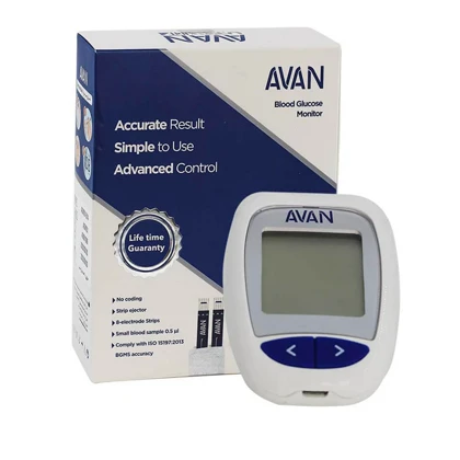 دستگاه تست قند خون آوان ( avan ) مدل AGM01 به همراه 10 عدد نوار تست قند خون