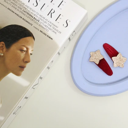 گل سر ستاره‌دار اکلیلی – پک 2 عددی مخملی با شاین طلایی