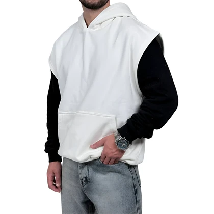 هودی وست سه نخ سفید طرح ساده