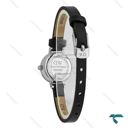 ساعت زنانه دنیل ولینگتون Petite Mini سیلور بند چرم مشکی DW-7969-L