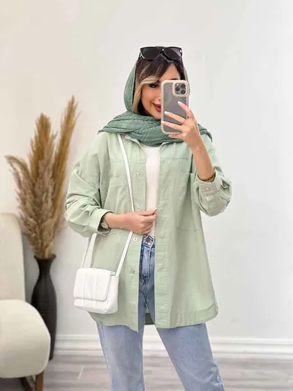 مانتو دکمه مخفی برش‌دار