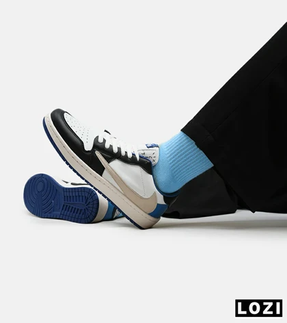 کفش کتانی مردانه کرم سفید مشکی NIKE travis scott