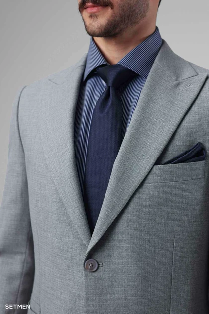 کت تک مردانه نیم آستر دو دکمه یقه ایتالیایی