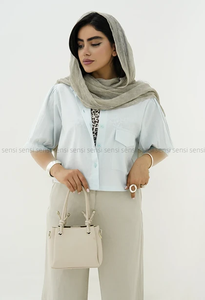 شومیز سرشانه چین باکسی کد1005904