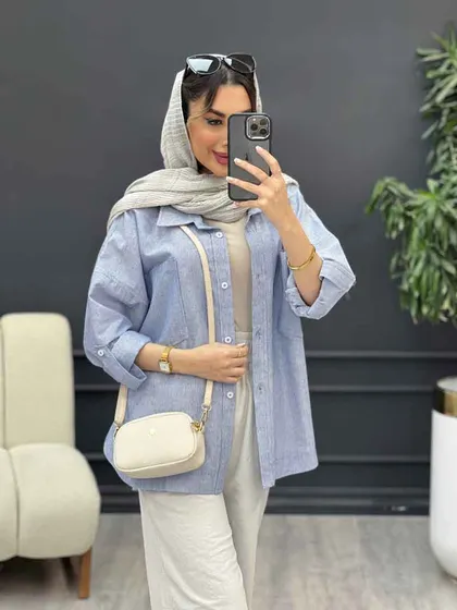 شومیز راه راه دو جیب نیلا