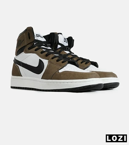 کفش کتانی ساق‌دار مردانه و زنانه قهوه ای NIKE jordan 1 مدل 7685