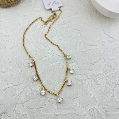 گردنبند زنانه طرح نگین جواهری ژوپینگ، ظرافت در اوج درخشش Xuping