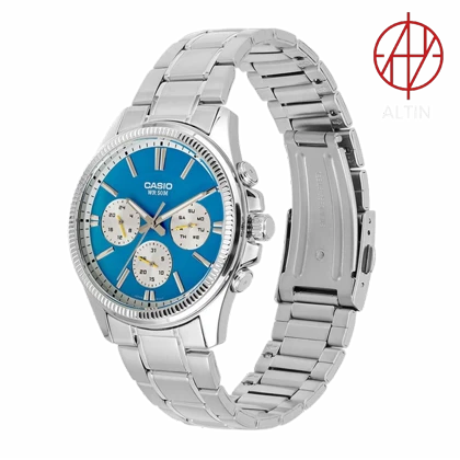 ساعت مچی مردانه کاسیو (Casio) مدل MTP-1375D-2A2VDF (تمام استیل، صفحه آبی، طراحی Multi-Hand)