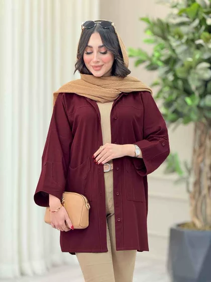 مانتو جیب برش‌دار پایین هلال