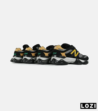 کفش کتانی مردانه مشکی طوسی زرد NEW BALANCE 9060