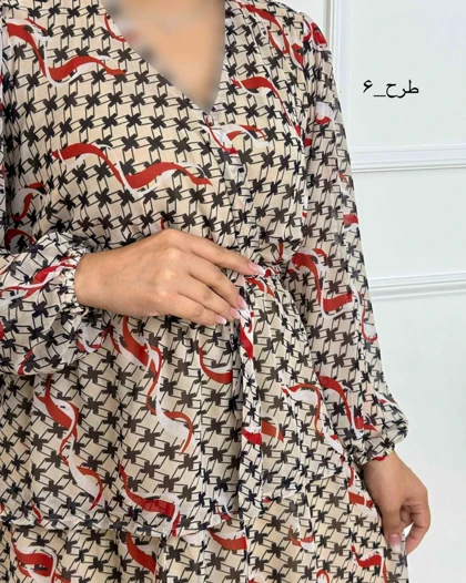 پیراهن الارا کد 094 ( حریر طرحدار طبقه‌ای )