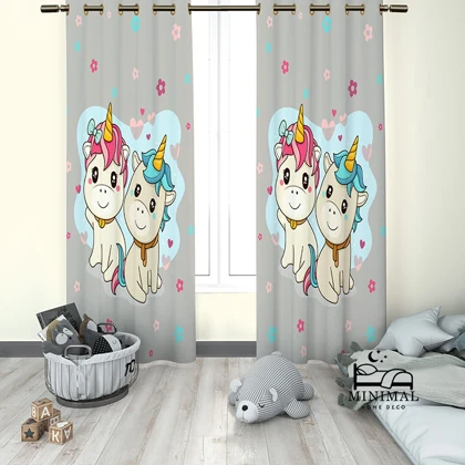 پرده کودک طرح اسب تک شاخ مدل W4907