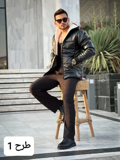 کاپشن و پافر چرم مازول (کد)3046