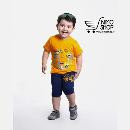 ست تیشرت شلوارک مدل ماشینهای راهسازی