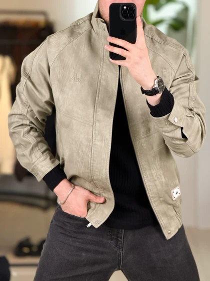 جکت چرم سبز سیج 6590
