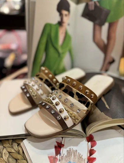 صندل زنانه پرچی نگینی