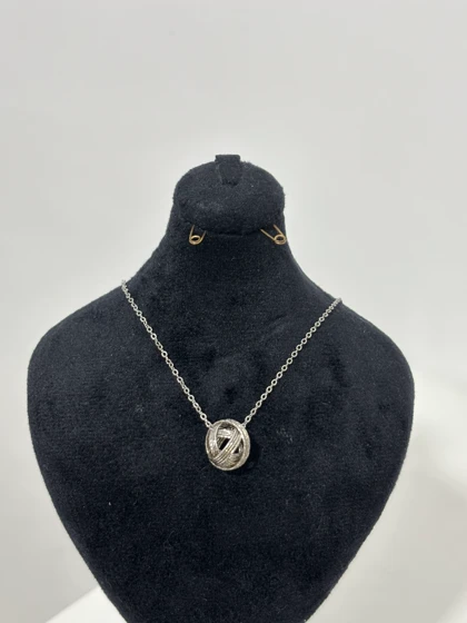 گردنبند نقره زنانه طرح کلاف نخ 995