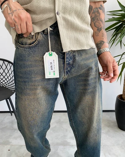 شلوار بگ کثیفشور ساده PULL & BEAR