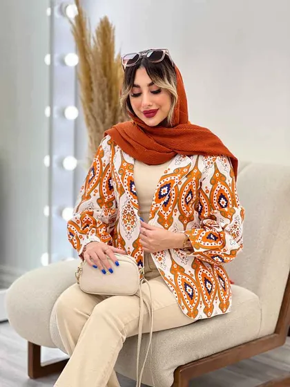 مانتو طرح دار مغزی دوزی