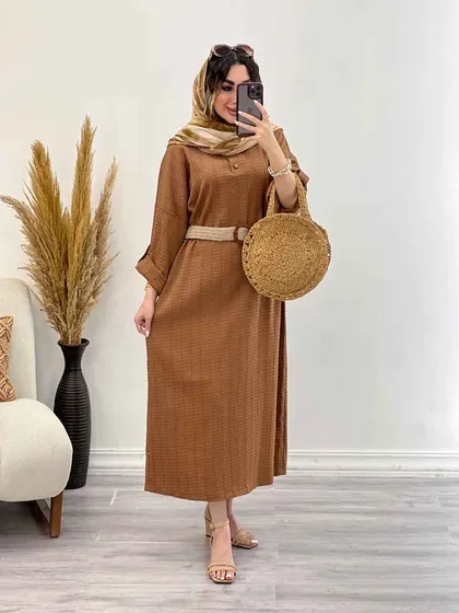 پیراهن بلند دو دکمه آستین پاگن